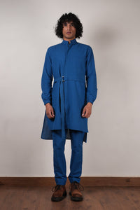 Mati kurta Men's Blue Belted Kurta