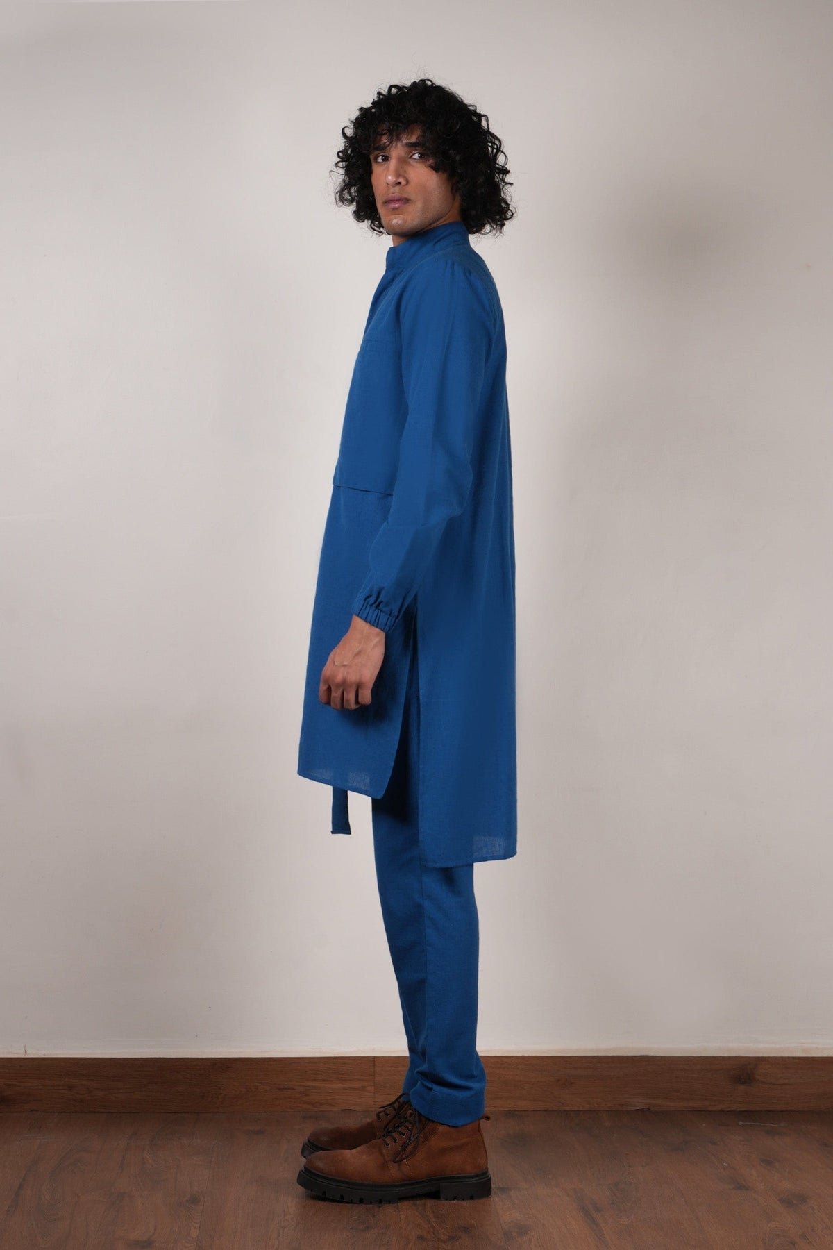 Mati kurta Men's Blue Belted Kurta