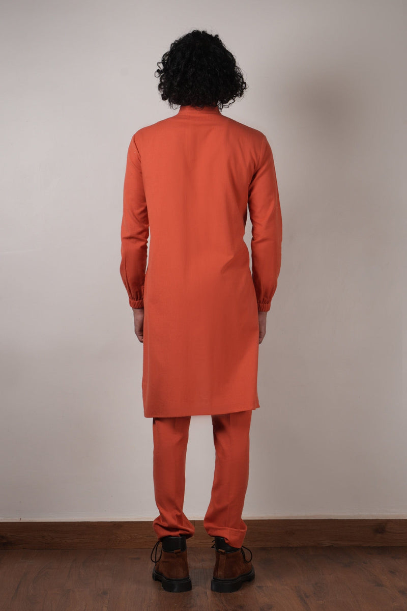 Mati kurta Men's Rust Belted Kurta