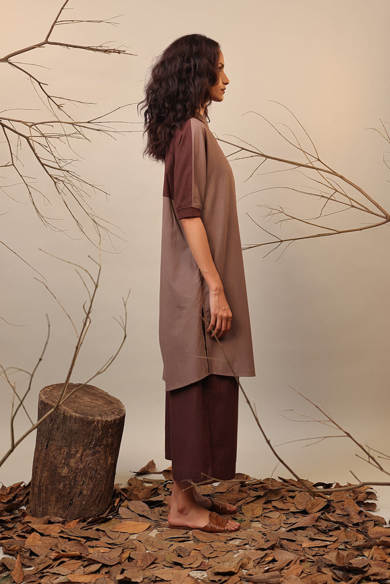 Mati Outfit Sets Beige & Brown Shirt Tunic