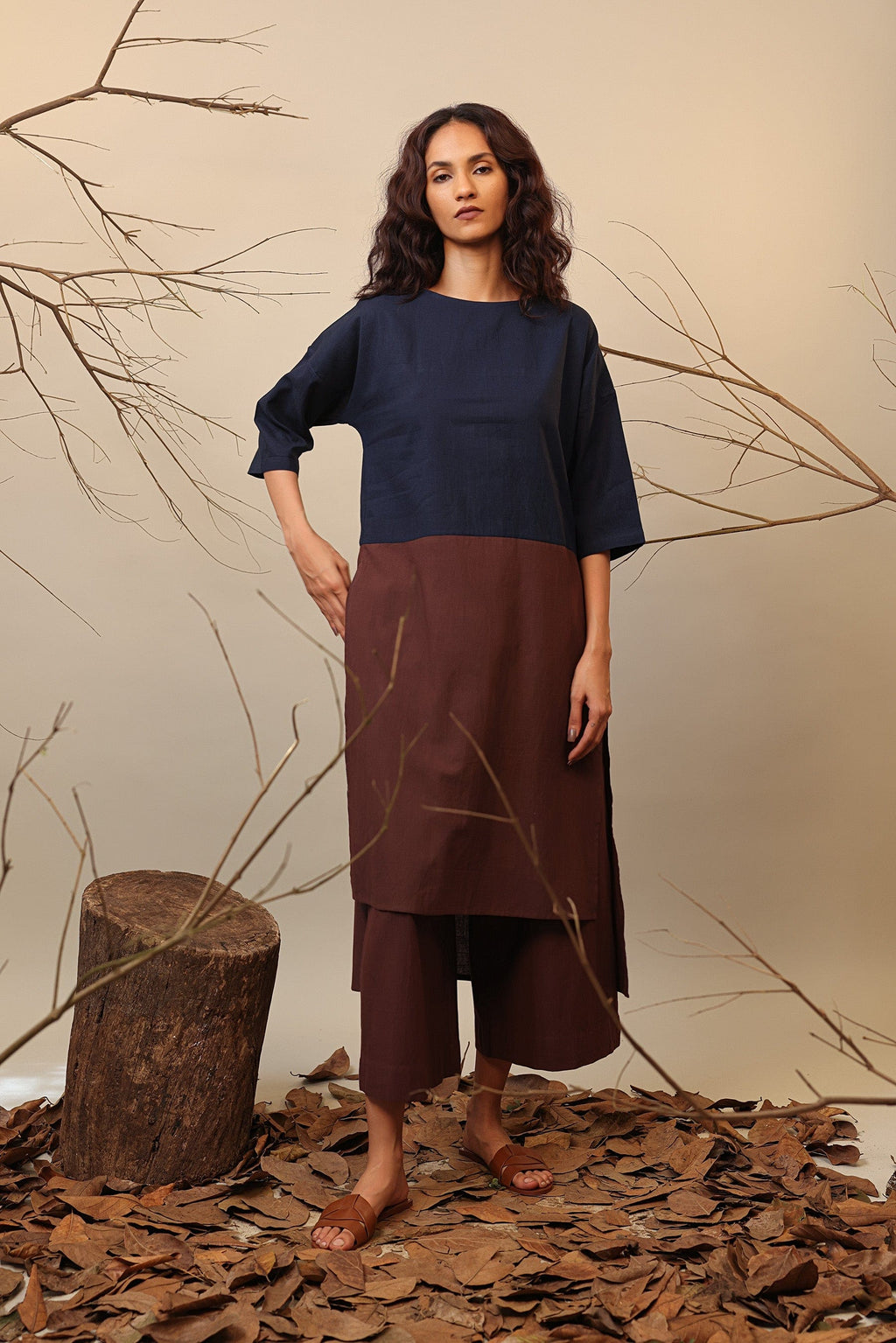 Mati Outfit Sets Blue & Brown Dual Ruka Tunic