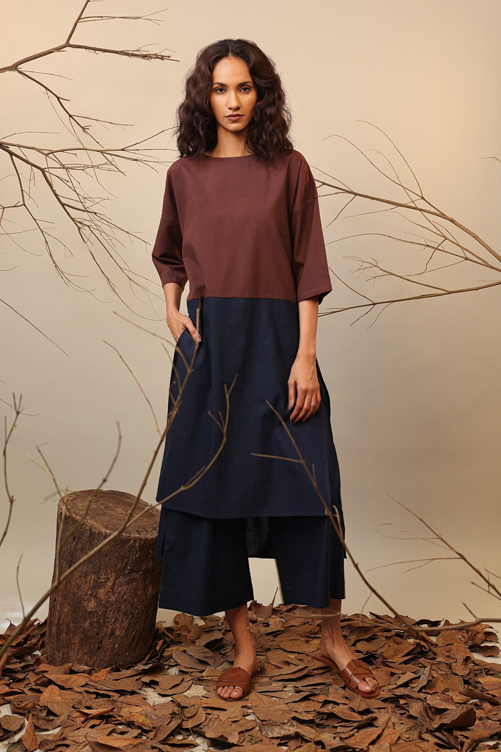 Mati Outfit Sets Brown & Blue Dual Ruka Tunic