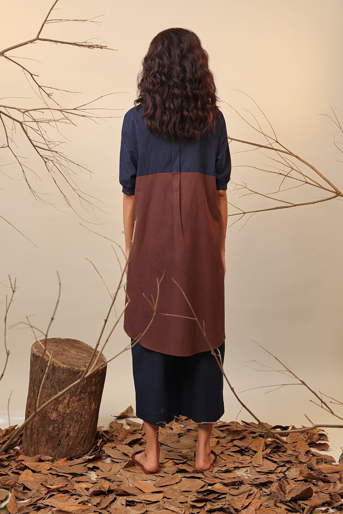 Mati Outfit Sets Brown & Blue Shirt Tunic