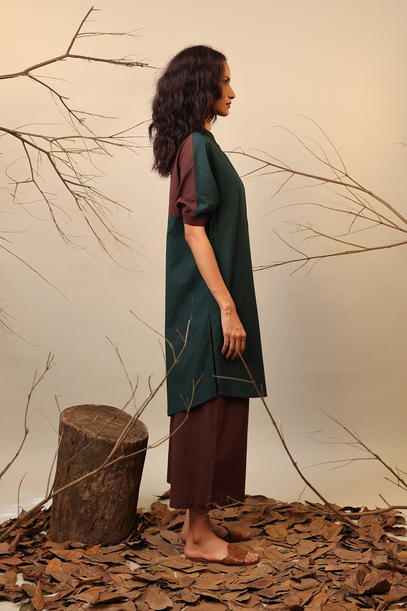 Mati Outfit Sets Green & Brown Shirt Tunic