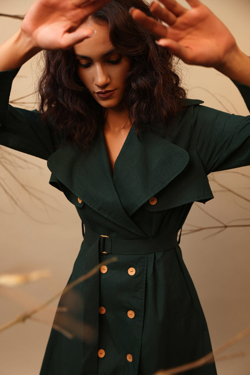 Mati Outfit Sets Green Trench Dress