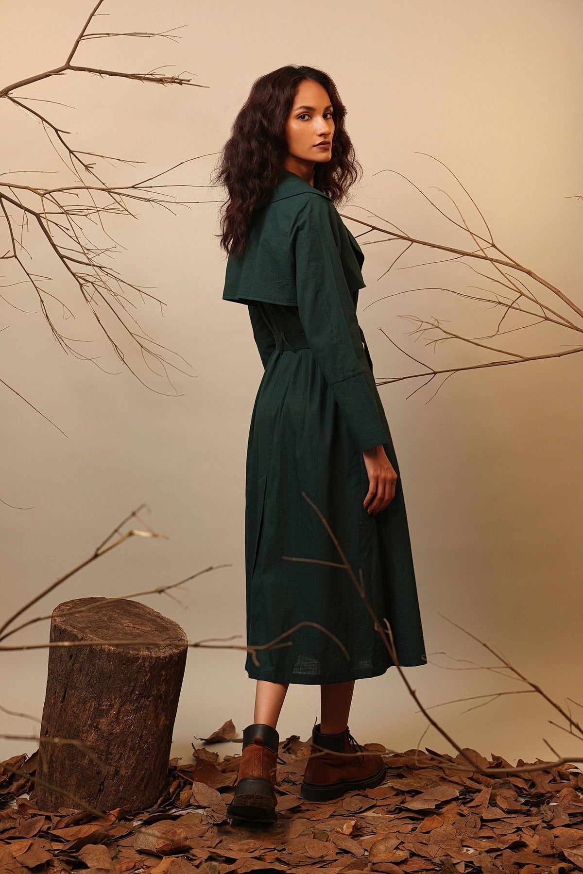 Mati Outfit Sets Green Trench Dress