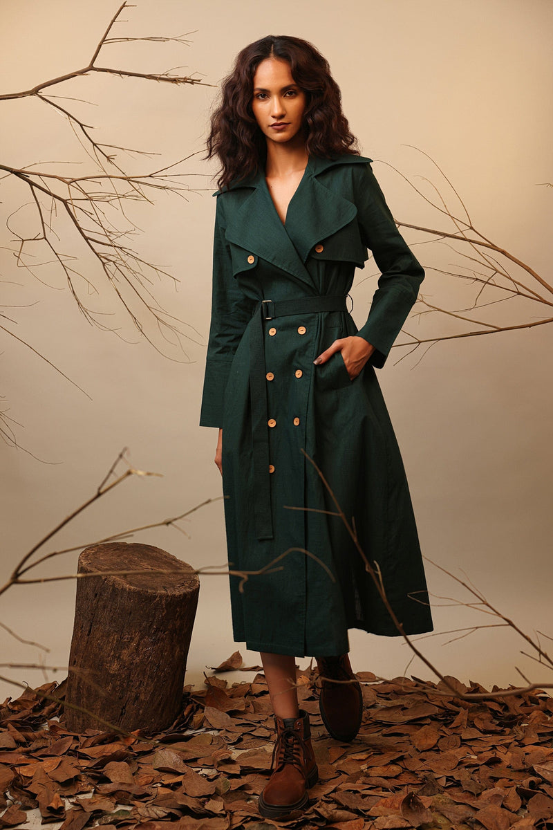 Mati Outfit Sets Green Trench Dress