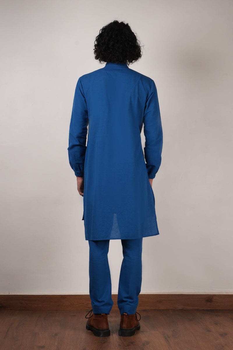 Mati Outfit Sets Men's Blue Belted Kurta Set (2 PCS)