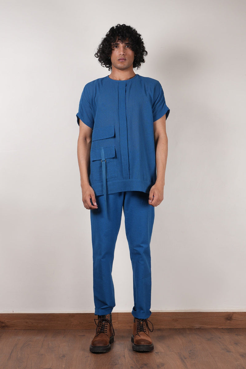 Mati Outfit Sets Men's Blue Flap Co-ord Set (2 PCS)