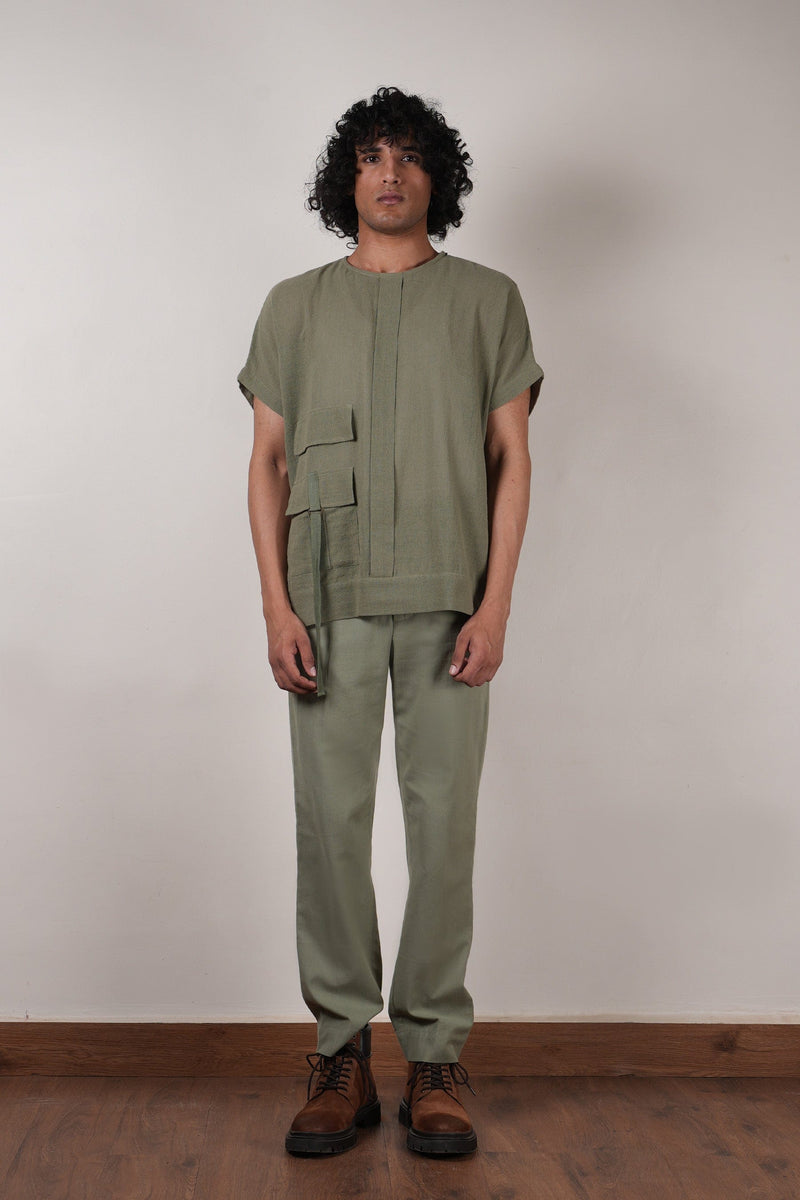 Mati Outfit Sets Men's Green Flap Co-ord Set (2 PCS)