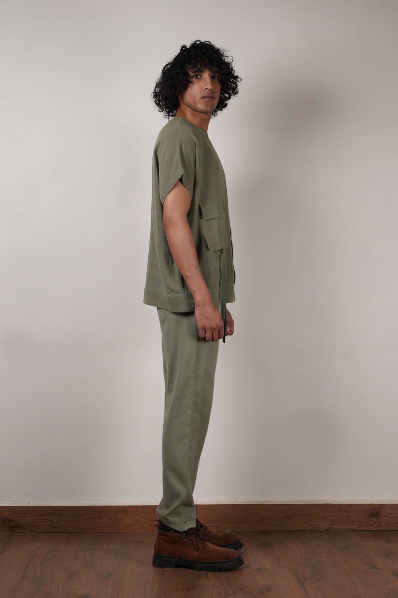 Mati Outfit Sets Men's Green Flap Co-ord Set (2 PCS)