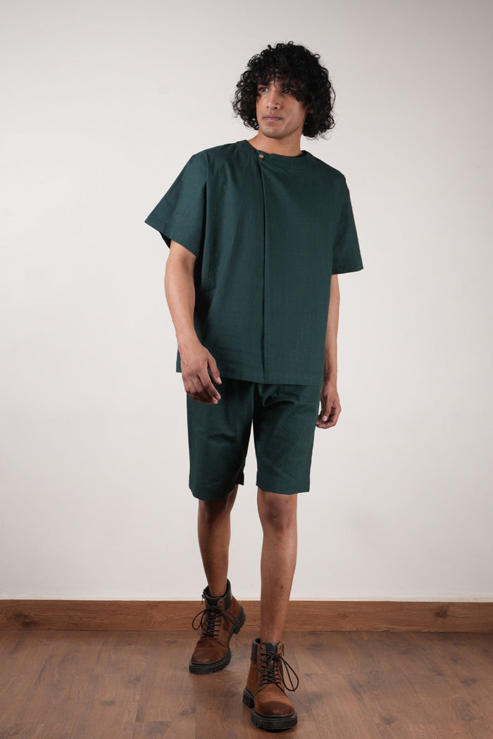 Mati Outfit Sets Men's Green Overlap Co-ord Set (2 PCS)