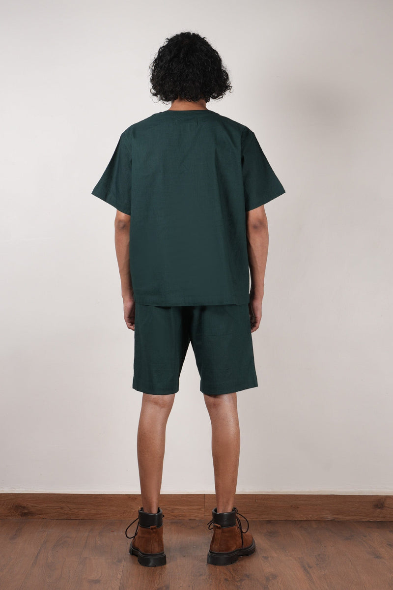 Mati Outfit Sets Men's Green Overlap Co-ord Set (2 PCS)