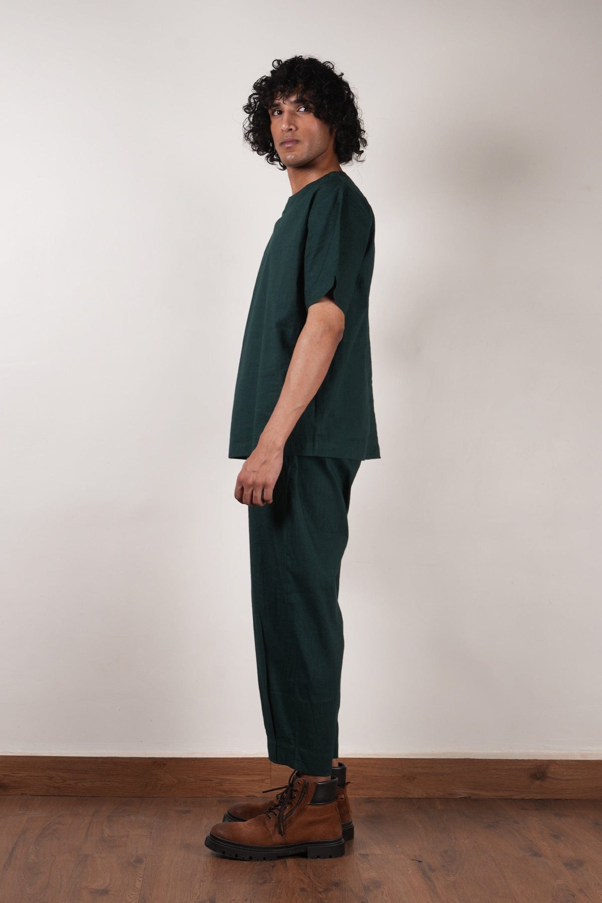 Mati Outfit Sets Men's Overlap Shirt & Trouser Set - Green (2 PCS)