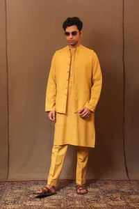 Mati Outfit Sets Mustard EMB Club Kurta Bandi Set (4 PCS)