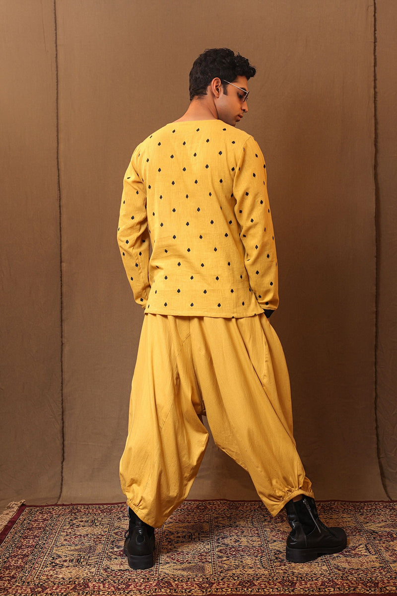 Mati Outfit Sets Mustard Spade EMB Kurta Baggy Set (2 PCS)