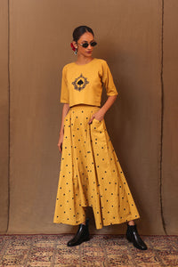 Mati Outfit Sets Mustard Spade EMB Solo Crop Harem Set (2 PCS)