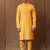 Mati Outfit Sets Mustard STR Buttoned Kurta Set (2 PCS)