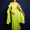 Mati Outfit Sets Neon Green Fringed Saree-Bodysuit-Jacket Set (3 PCS)