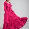 Mati Outfit Sets Pink Fringed Tiered Lehenga Jacket Set (3 PCS)