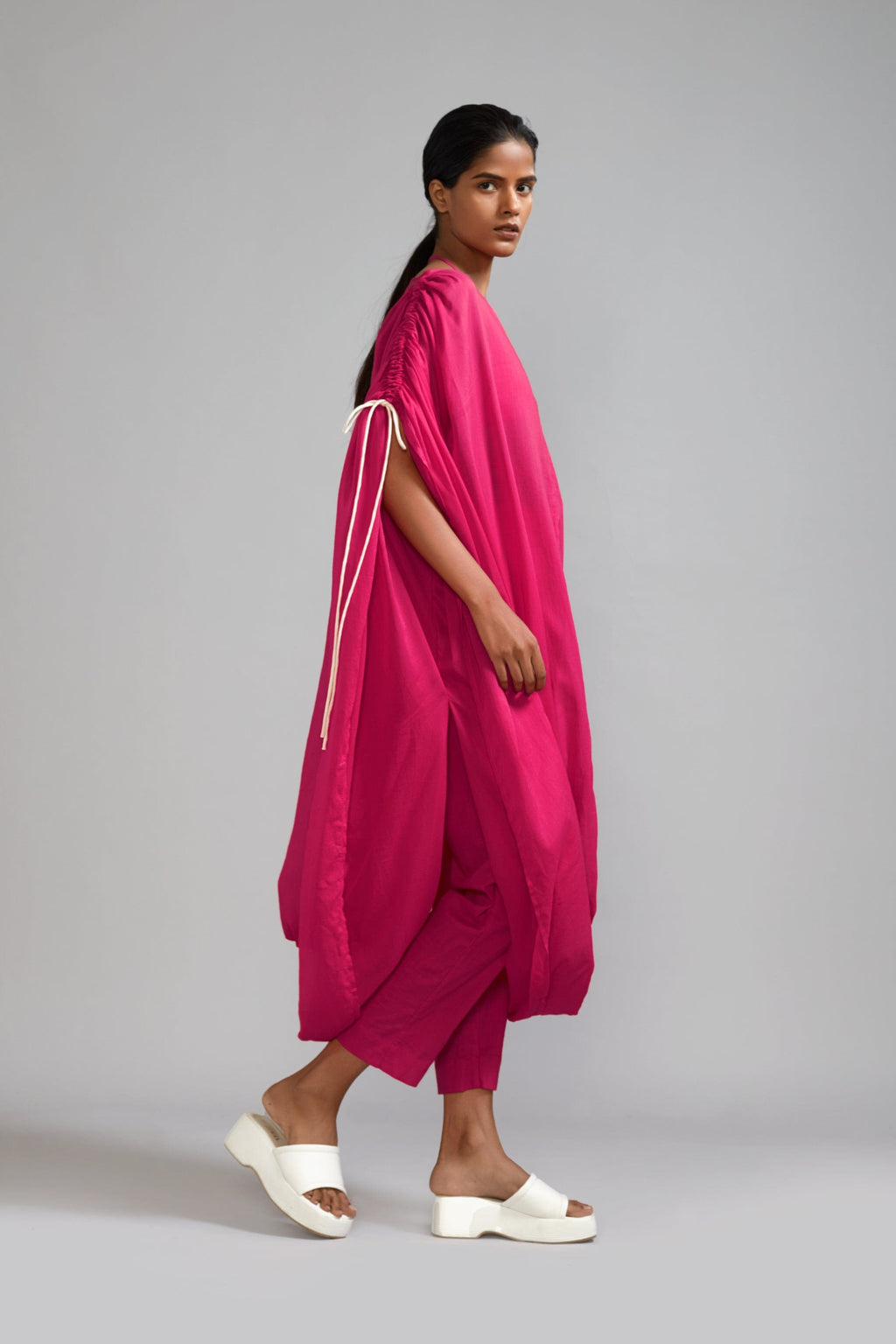 Mati Outfit Sets Pink Gathered Cowl Tunic Set (3 PCS) (Ready to Ship)