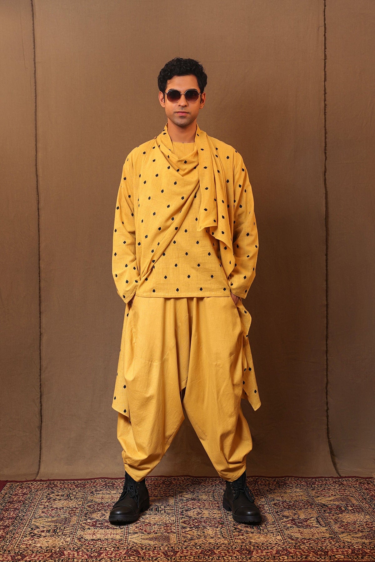 Mati Outfit Sets S Mustard EMB Spade Jacket Pant Set (3 PCS)