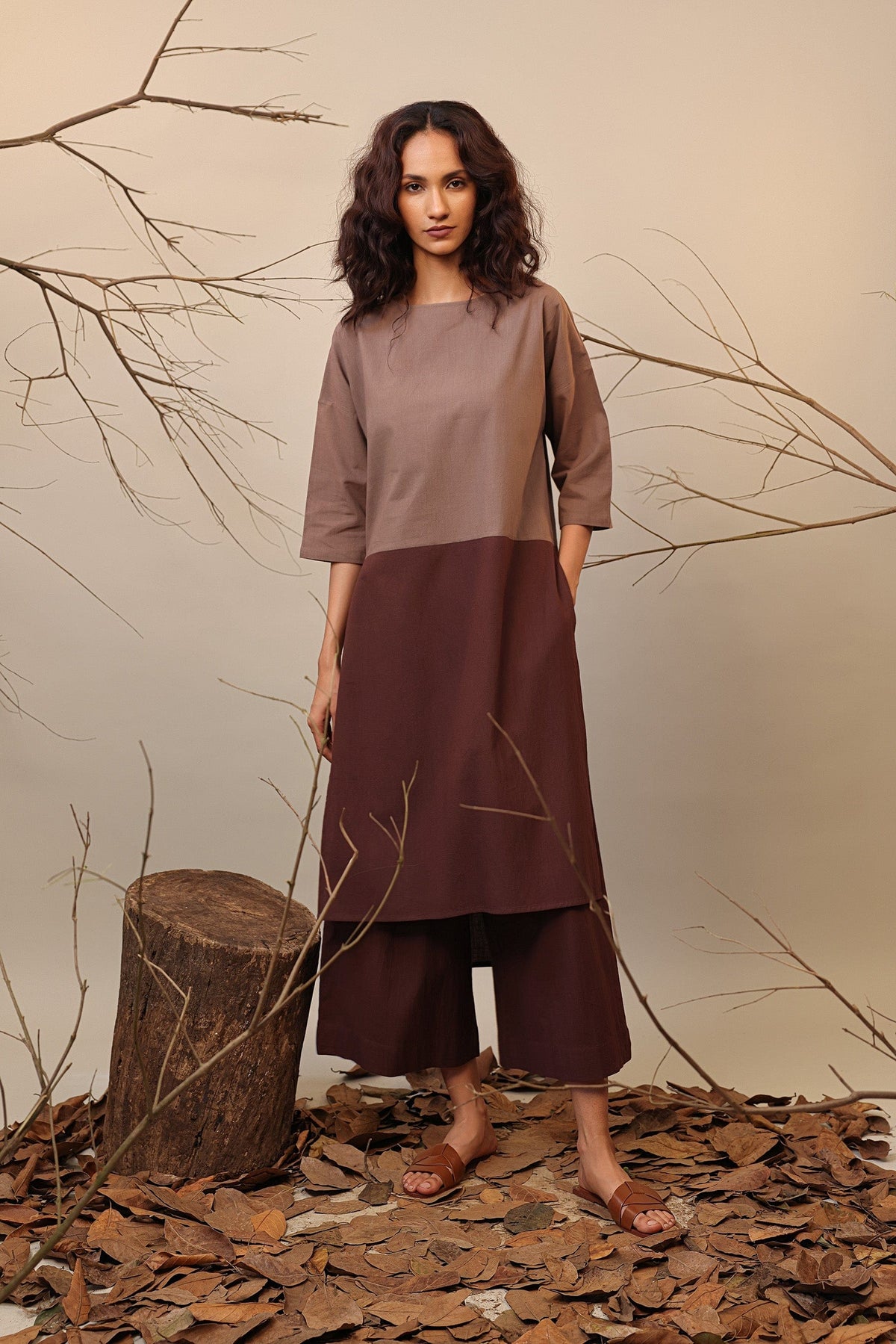 Mati Outfit Sets XS Beige & Brown Dual Ruka Tunic