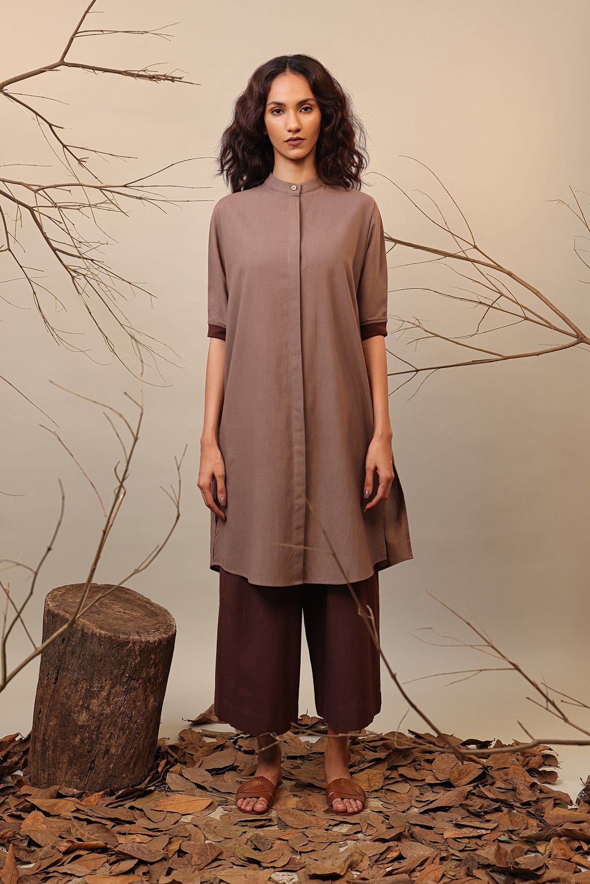 Mati Outfit Sets XS Beige & Brown Shirt Tunic