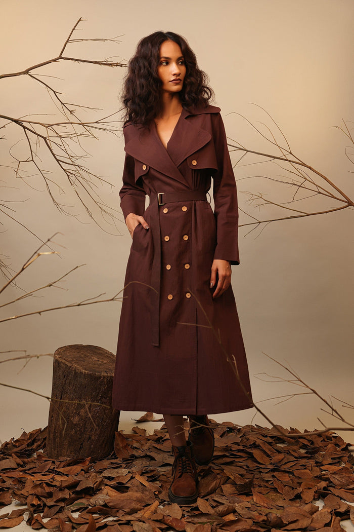 Mati Outfit Sets XS Brown Trench Dress