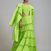 Mati Outfit Sets XS Neon Green Bodysuit-Lehenga-Jacket Set (3 PCS)