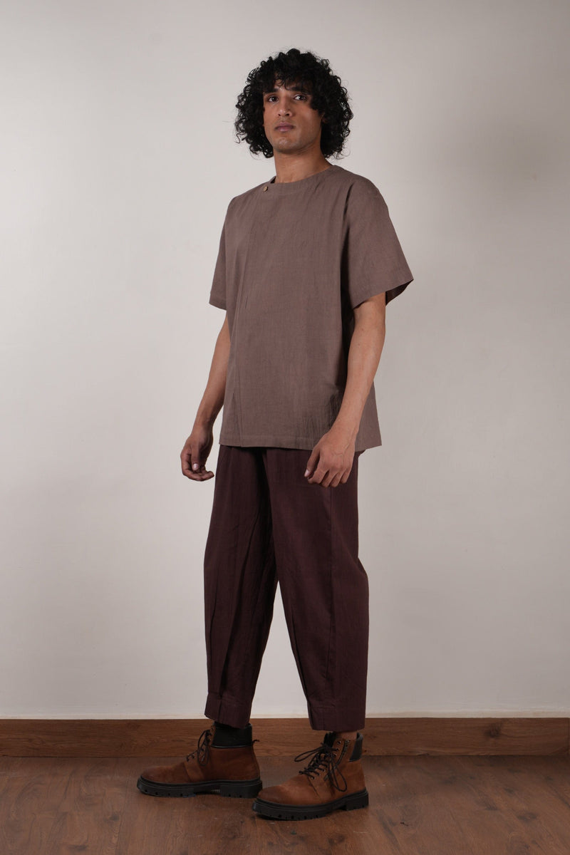 Mati PANTS Men's Brown Pleated Trousers