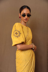 Mati SAREE Mustard Zari Club EMB Saree