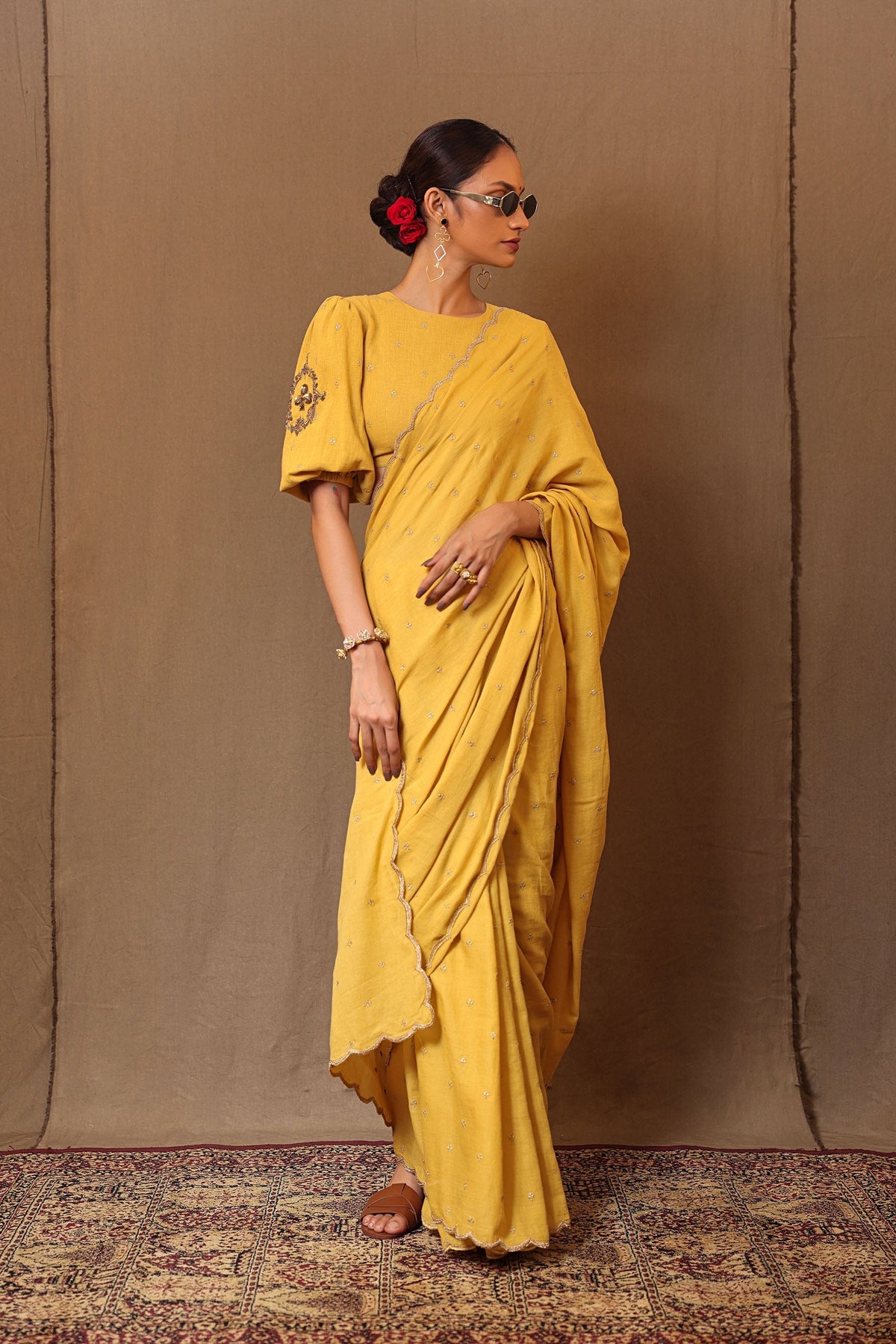 Mati SAREE Mustard Zari Club EMB Saree