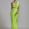 Mati SAREE Neon Green Fringed Saree