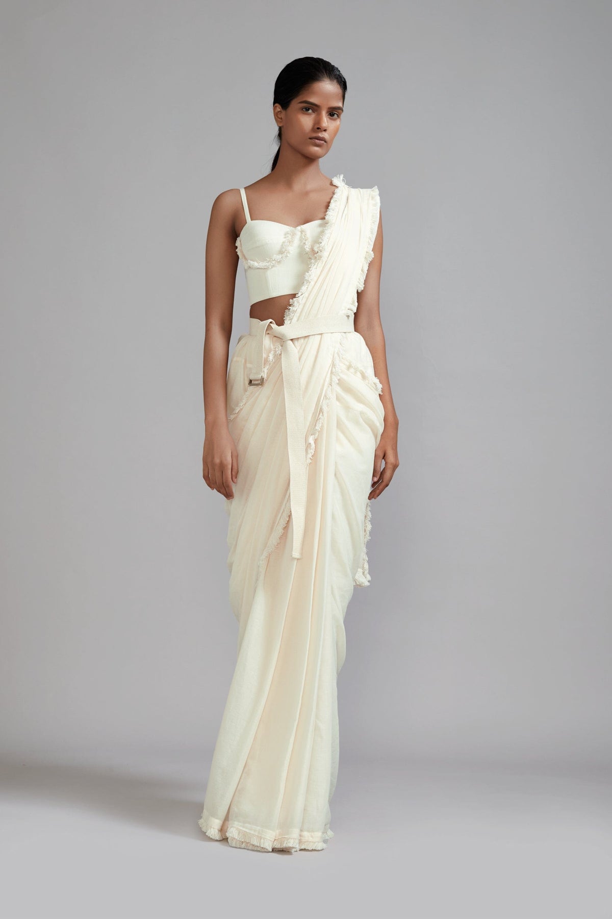 Mati SAREE Off-White Fringed Saree