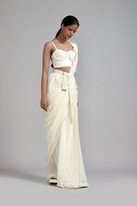 Mati SAREE Off-White Fringed Saree