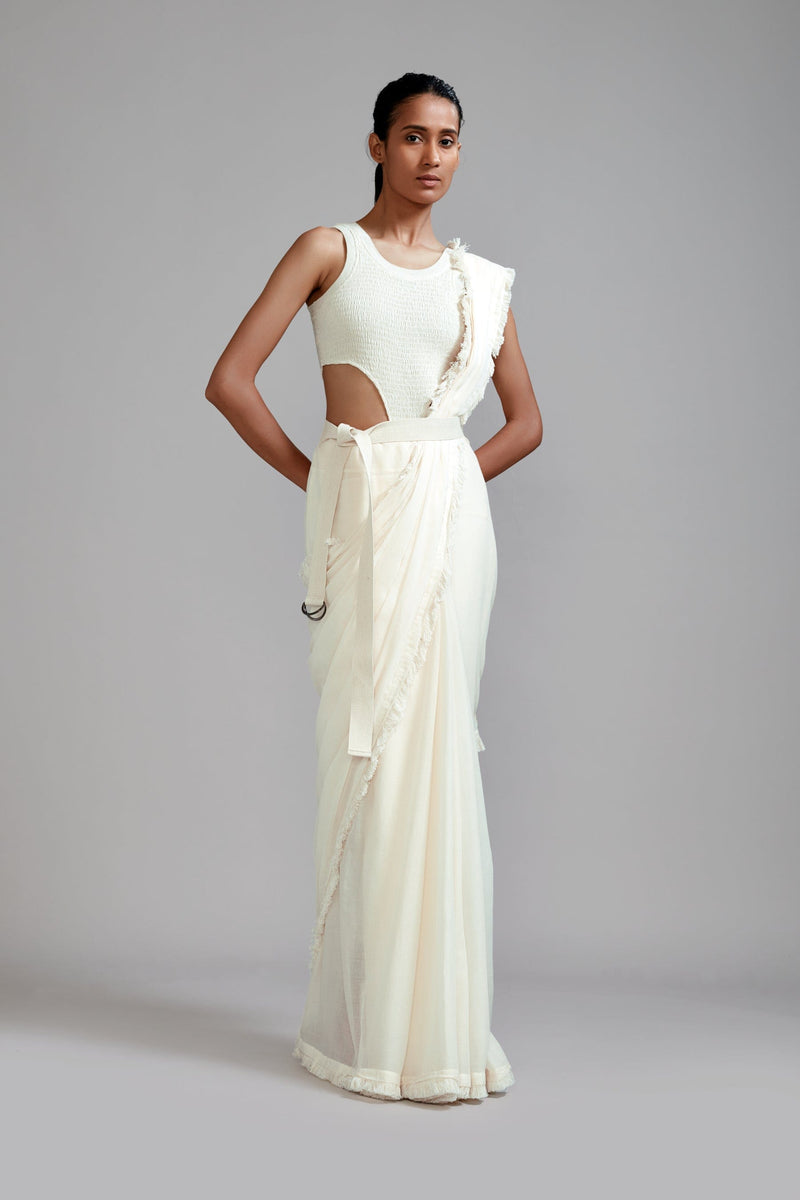 Mati SAREE Off-White Fringed Saree