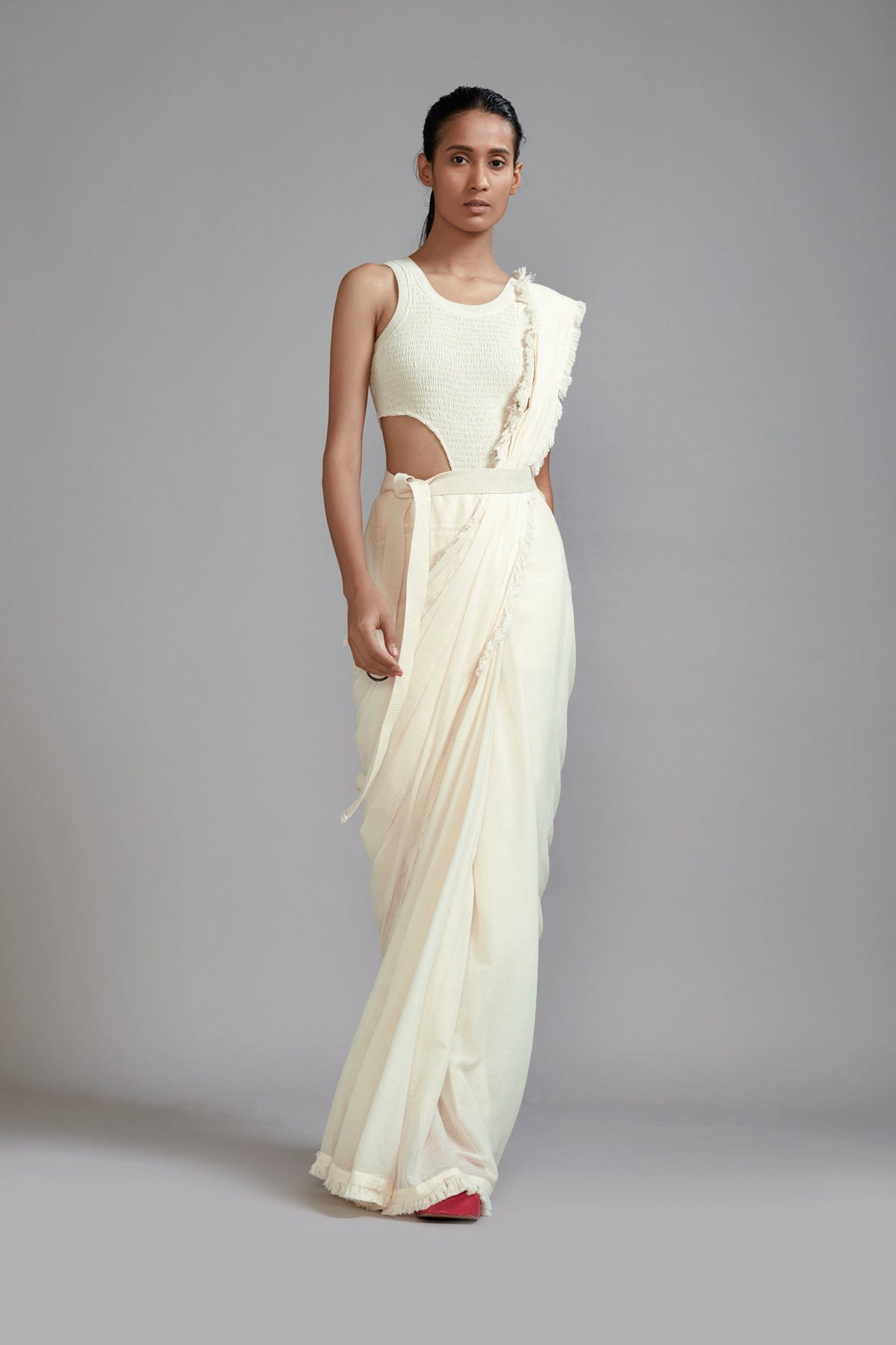 Mati SAREE Off-White Fringed Saree