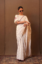 Mati SAREE Off-White Heart EMB Saree