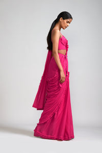 Mati SAREE Pink Fringed Saree