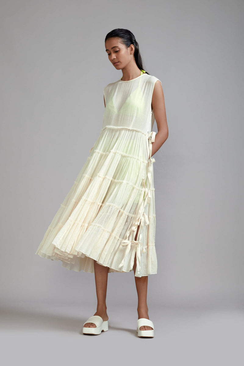 Mati Separates Off-White Tiered Tie Tunic