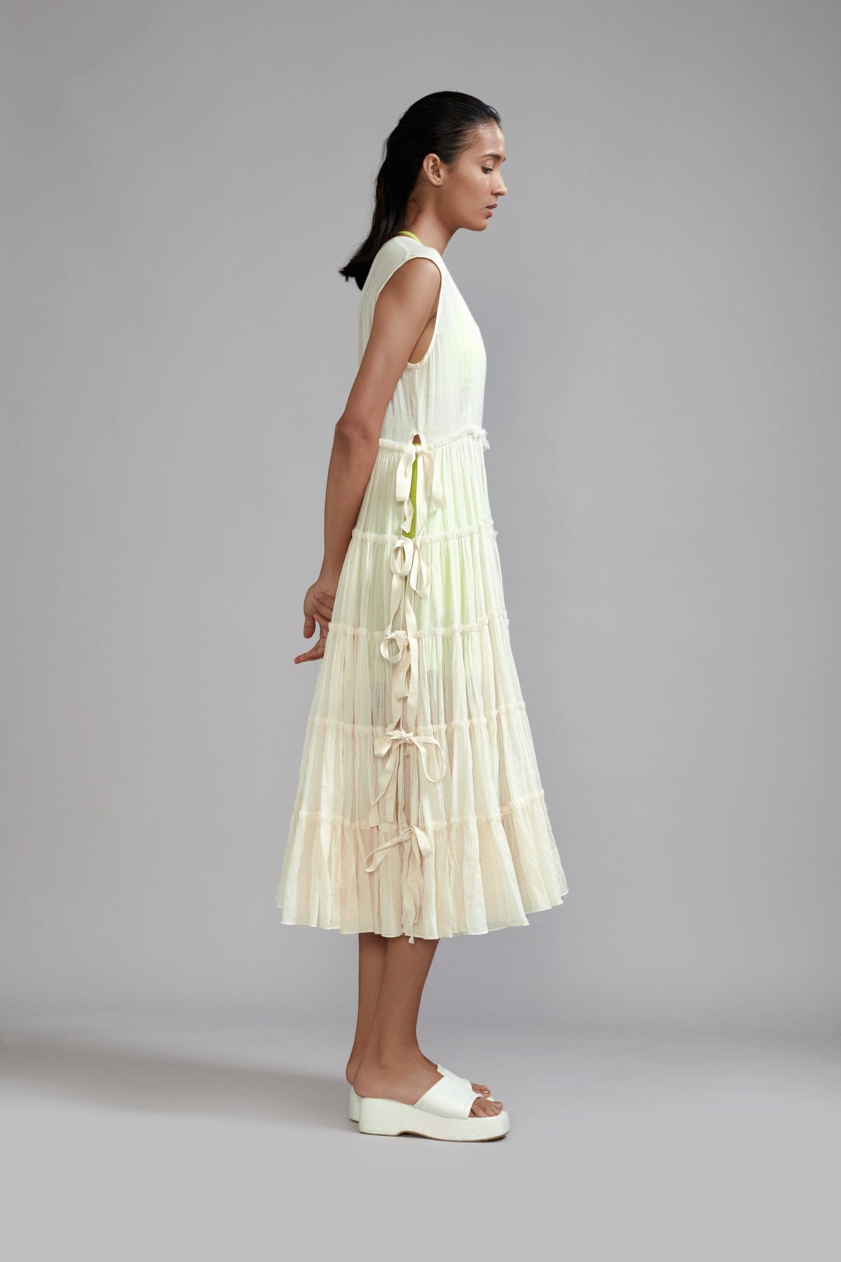 Mati Separates Off-White Tiered Tie Tunic