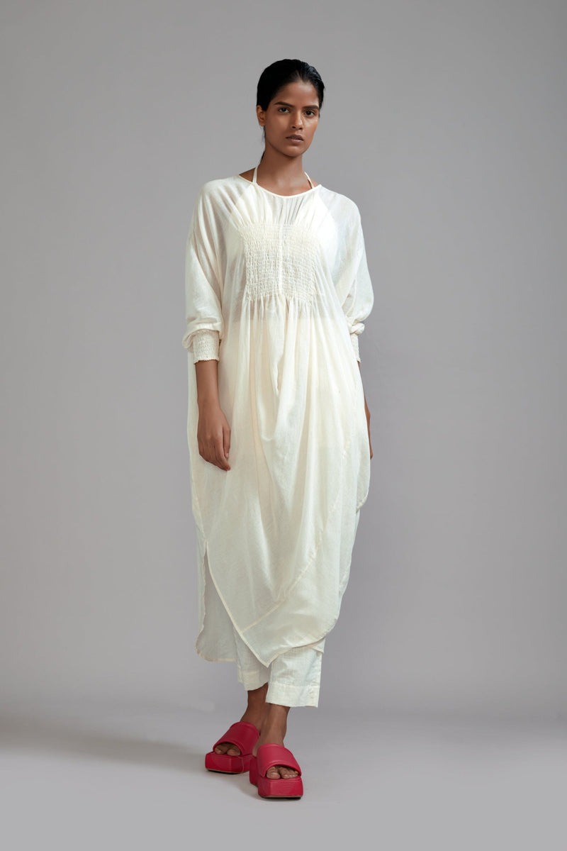 Mati Separates Offwhite Smocked Cowl Tunic