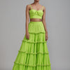 Mati Separates XS Neon Green Fringed Tiered Lehenga