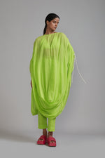 Mati Separates XS Neon Green Gathered Cowl Tunic