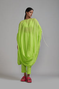 Mati Separates XS Neon Green Gathered Cowl Tunic