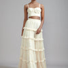 Mati Separates XS Off-White Fringed Tiered Lehenga