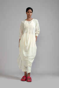 Mati Separates XS Offwhite Smocked Cowl Tunic