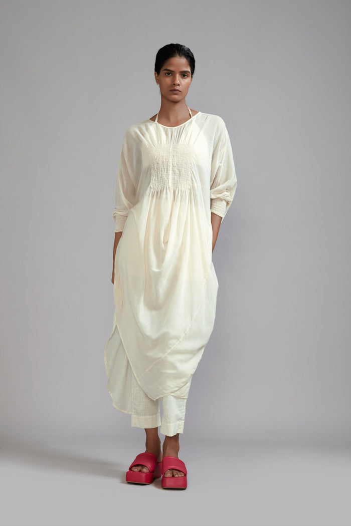 Mati Separates XS Offwhite Smocked Cowl Tunic