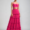 Mati Separates XS Pink Fringed Tiered Lehenga